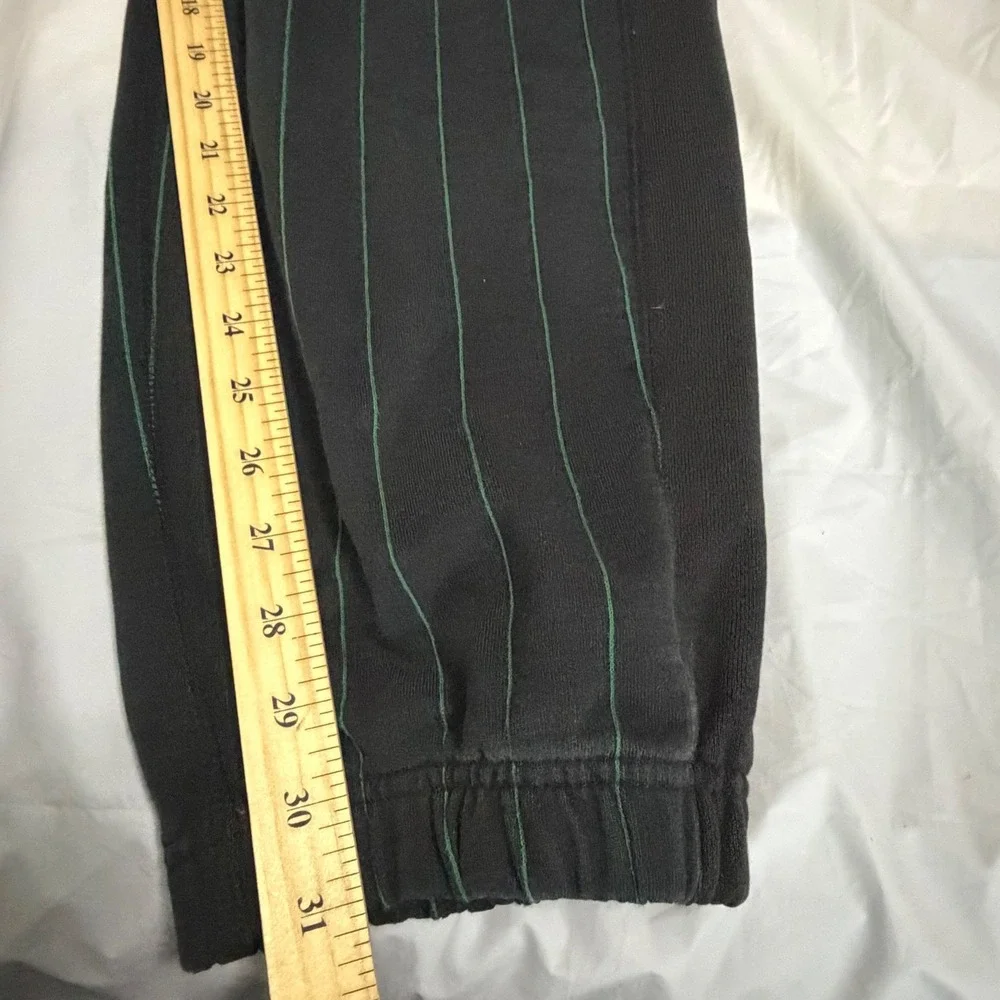 Adidas Mens Tyshawn Pinstripe Jogger Track Pants M Black Green Gold Trefoil